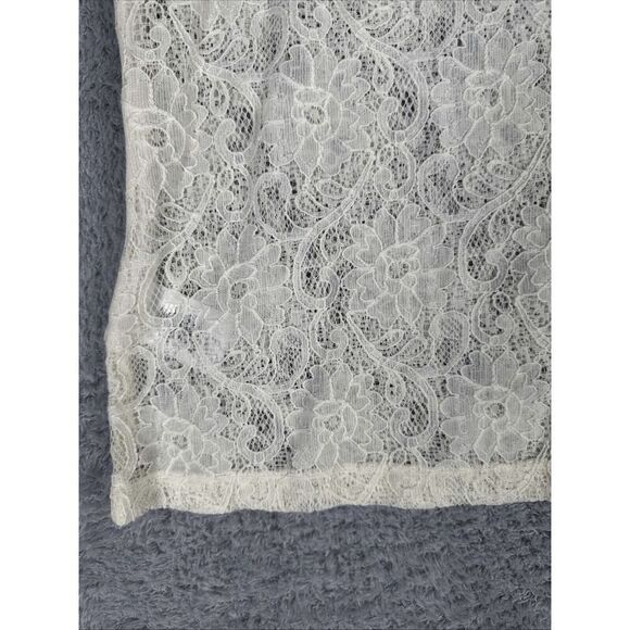 Eddie Bauer Women's Fairy Whimsy Feminine Sheer Lace Cap Sleeve Top XL Cream - Picture 2 of 13